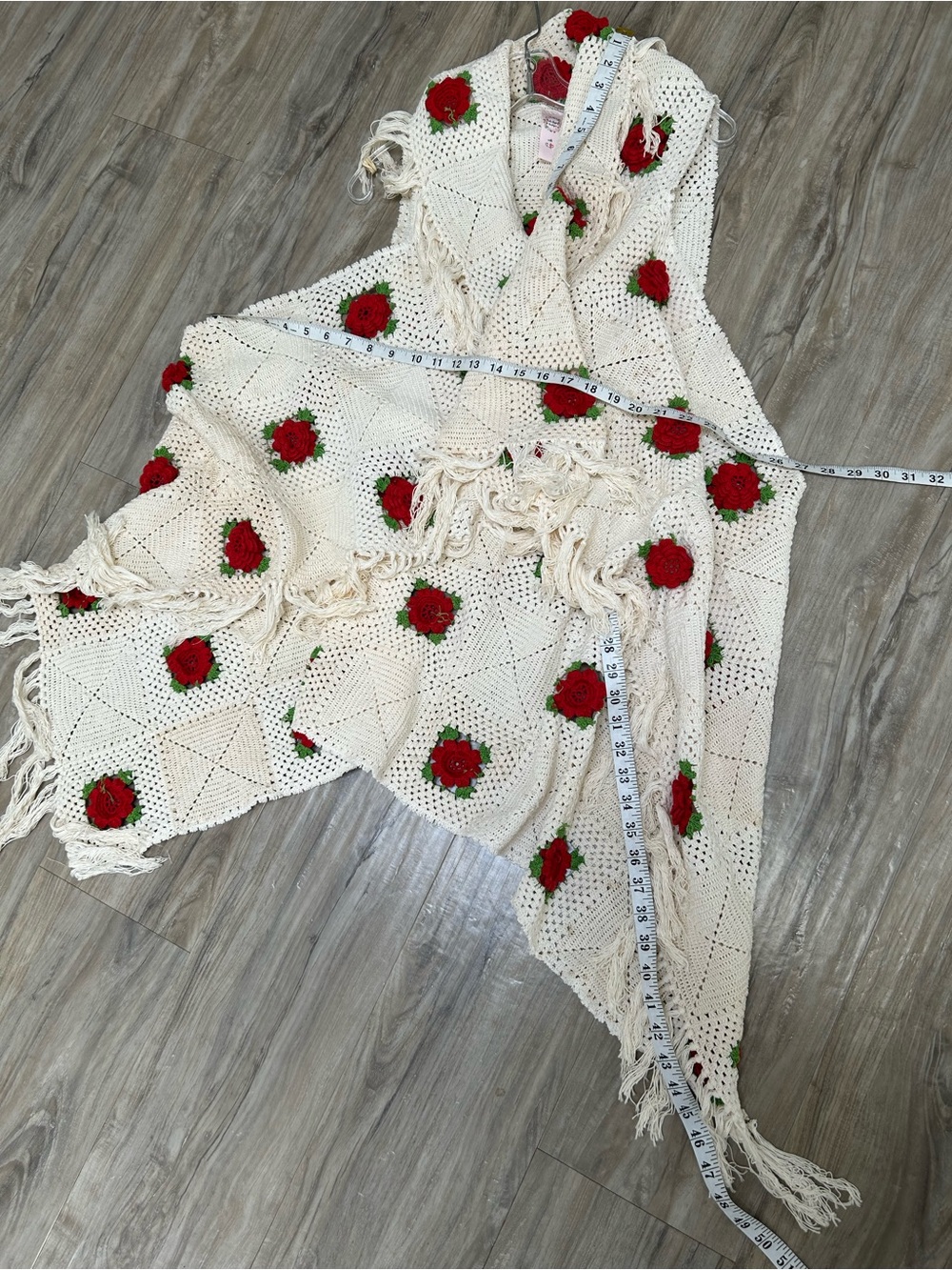 Artisan granny square oversized vest GUC w some age yellowing